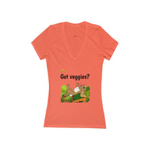 Load image into Gallery viewer, LiLi Rabbit "Got veggies?" Adult Women's Jersey Short Sleeve Deep V-Neck Tee
