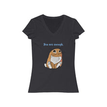 Load image into Gallery viewer, LiLi Rabbit "You are enough." Adult Women's Jersey Short Sleeve V-Neck Tee