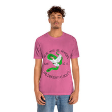 Load image into Gallery viewer, Matthew 10:16 "Wise As Serpents, Innocent As Doves" Adult Unisex Jersey Short Sleeve Tee