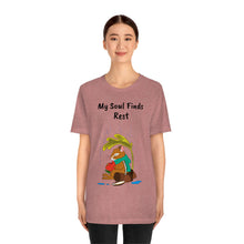 Load image into Gallery viewer, Psalm 62: 1-2 "My Soul Finds Rest" Adult Unisex Jersey Short Sleeve Tee