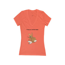 Load image into Gallery viewer, LiLi Rabbit "Pretty eyes and thick thighs." Women's Jersey Short Sleeve Deep V-Neck Tee