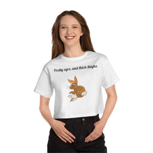 Load image into Gallery viewer, LiLi Rabbit "Pretty eyes, and thick thighs." Champion Adult Women's Heritage Cropped Tee