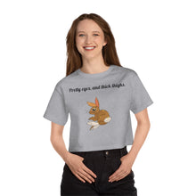Load image into Gallery viewer, LiLi Rabbit "Pretty eyes, and thick thighs." Champion Adult Women's Heritage Cropped Tee