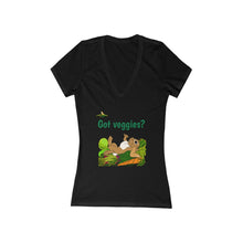Load image into Gallery viewer, LiLi Rabbit "Got veggies?" Adult Women's Jersey Short Sleeve Deep V-Neck Tee