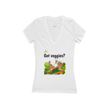 Load image into Gallery viewer, LiLi Rabbit "Got veggies?" Adult Women's Jersey Short Sleeve Deep V-Neck Tee