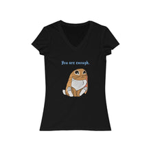 Load image into Gallery viewer, LiLi Rabbit "You are enough." Adult Women's Jersey Short Sleeve V-Neck Tee
