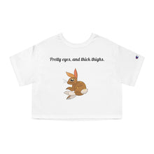 Load image into Gallery viewer, LiLi Rabbit "Pretty eyes, and thick thighs." Champion Adult Women's Heritage Cropped Tee