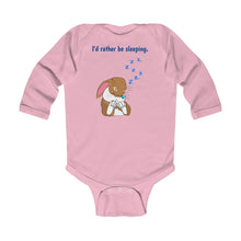 Load image into Gallery viewer, LiLi Rabbit "I'd rather be sleeping." Infant Long Sleeve Bodysuit