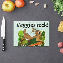 Load image into Gallery viewer, LiLi Rabbit "Veggies Rock" Cutting Board