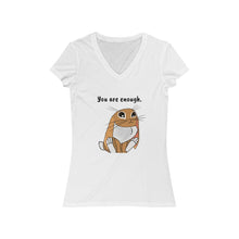 Load image into Gallery viewer, LiLi Rabbit "You are enough." Adult Women's Jersey Short Sleeve V-Neck Tee
