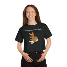 Load image into Gallery viewer, LiLi Rabbit &quot;Pretty eyes, and thick thighs.&quot; Champion Adult Women&#39;s Heritage Cropped Tee
