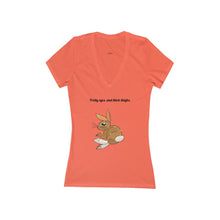 Load image into Gallery viewer, LiLi Rabbit &quot;Pretty eyes and thick thighs.&quot; Women&#39;s Jersey Short Sleeve Deep V-Neck Tee
